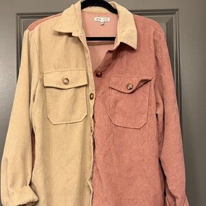Jen & Co Two-Tone Corduroy Shacket